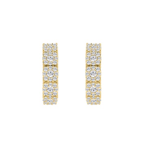 14K YELLOW GOLD 2.00CT ROUND DIAMOND LADIES HOOP EARRINGS