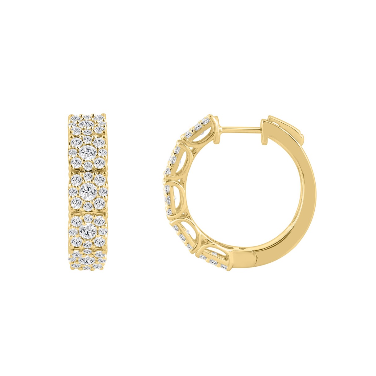 14K YELLOW GOLD 2.00CT ROUND DIAMOND LADIES HOOP EARRINGS