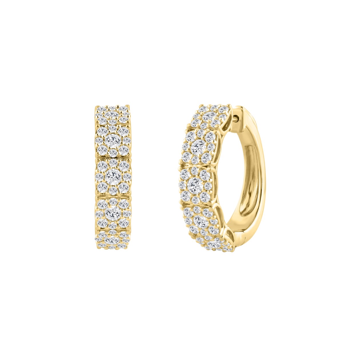14K YELLOW GOLD 2.00CT ROUND DIAMOND LADIES HOOP EARRINGS