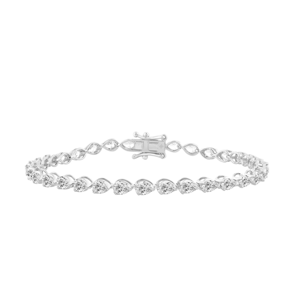 Elegant Pear Shape Diamond Ladies Tennis Bracelet in 14K White Gold 3 1/2CT (Color F-G -Clarity VS1/VS2)