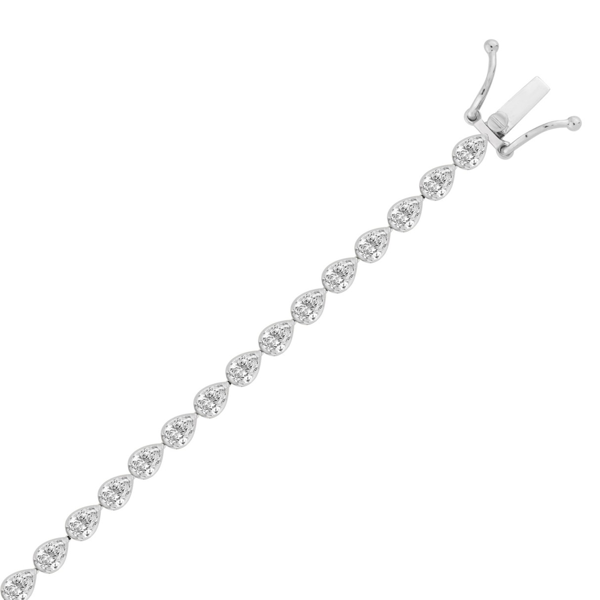 Elegant Pear Shape Diamond Ladies Tennis Bracelet in 14K White Gold 3 1/2CT (Color F-G -Clarity VS1/VS2)