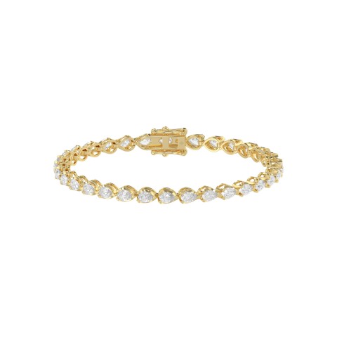 Elegant Pear Shape Diamond Ladies Tennis Bracelet in 14K Yellow Gold 3 1/2CT (Color F-G -Clarity VS1/VS2)