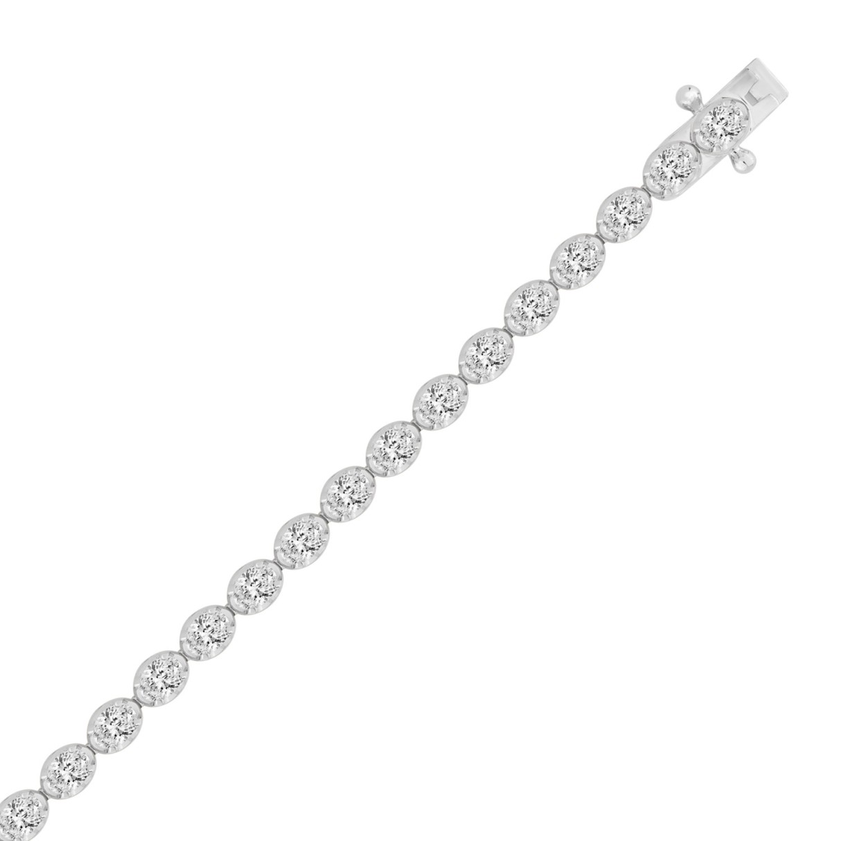 Fancy Oval Shape Diamond Ladies Tennis Bracelet in 14K White Gold 4CT (Color F-G -Clarity VS1/VS2)