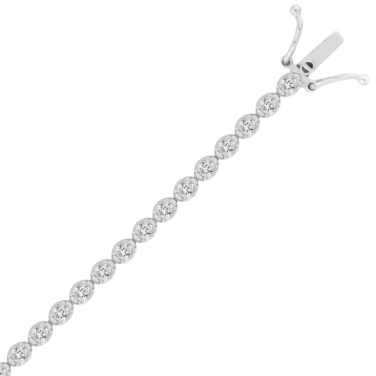 Fancy Oval Shape Diamond Ladies Tennis Bracelet in 14K White Gold 4CT (Color F-G -Clarity VS1/VS2)