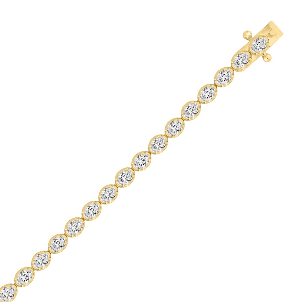 Fancy Oval Shape Diamond Ladies Tennis Bracelet in 14K Yellow Gold 4CT (Color F-G -Clarity VS1/VS2)