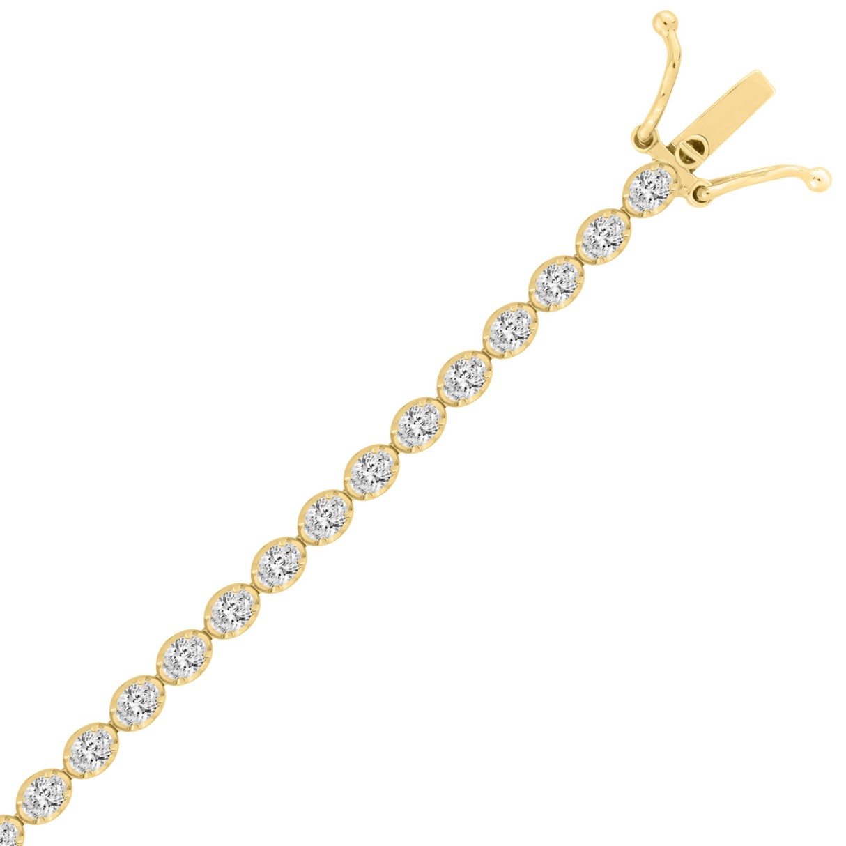 Fancy Oval Shape Diamond Ladies Tennis Bracelet in 14K Yellow Gold 4CT (Color F-G -Clarity VS1/VS2)