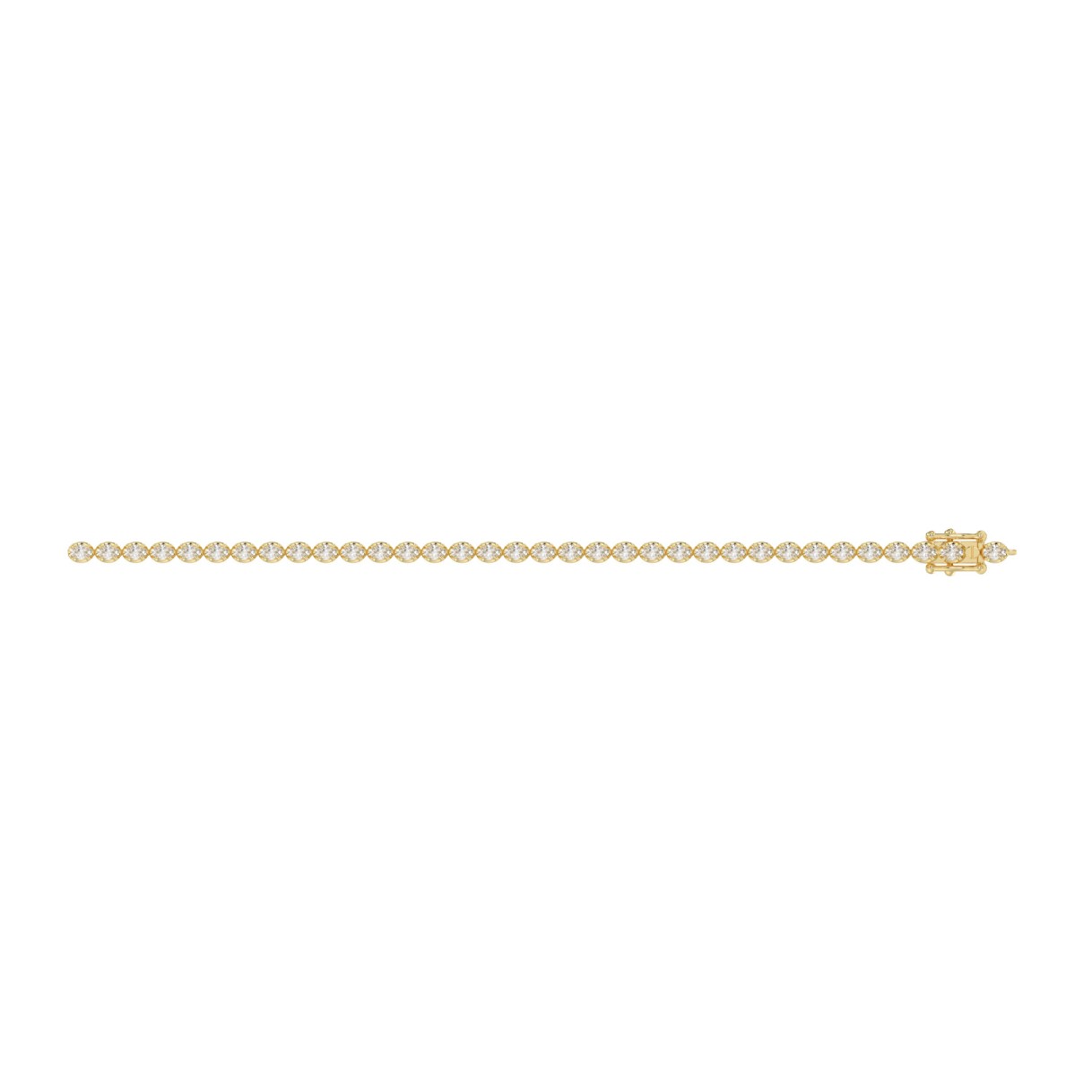 Fancy Oval Shape Diamond Ladies Tennis Bracelet in 14K Yellow Gold 4CT (Color F-G -Clarity VS1/VS2)
