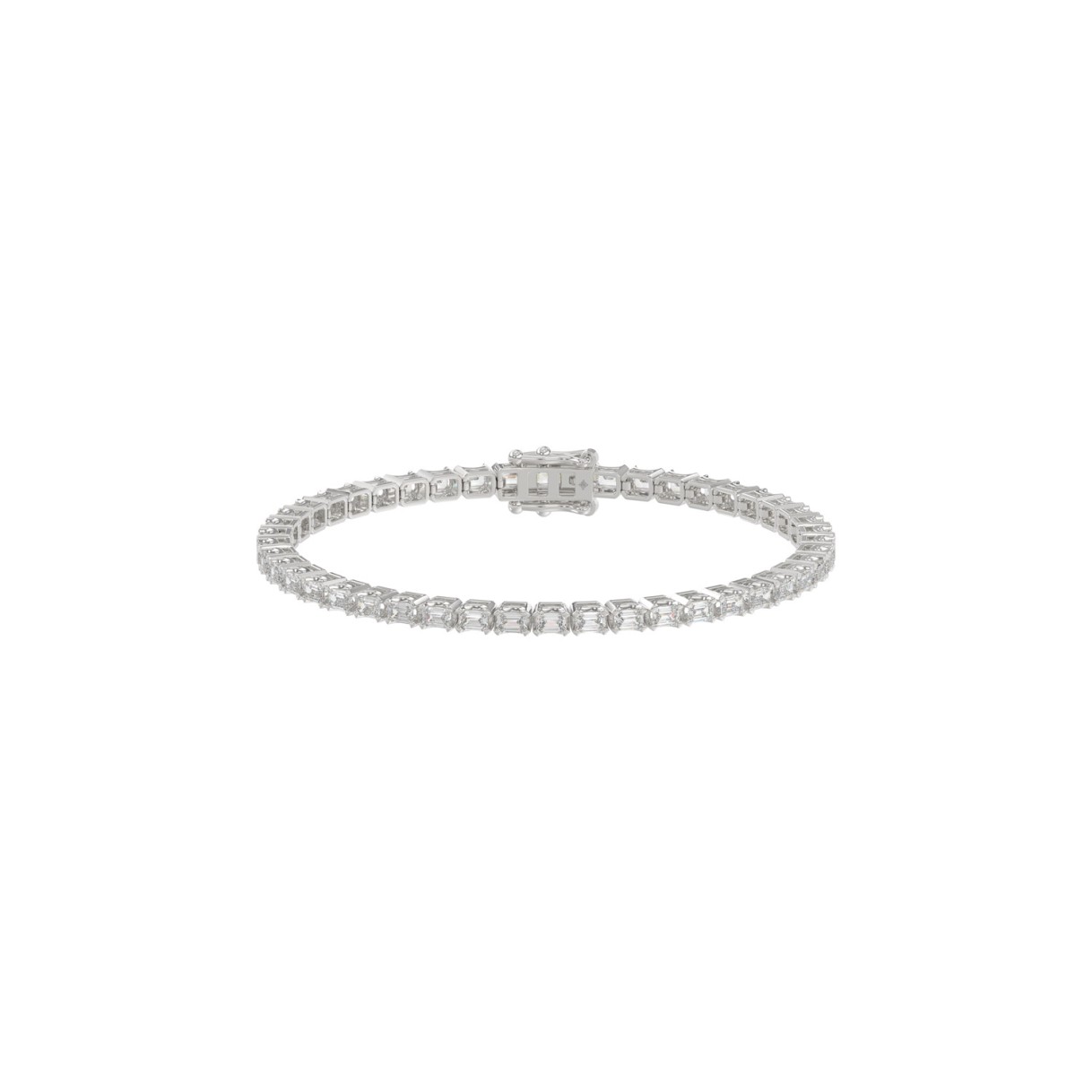 Luxury Emerald Shape Diamond Ladies Tennis Bracelet in 14K White Gold 4 1/2CT (Color F-G -Clarity VS1/VS2)