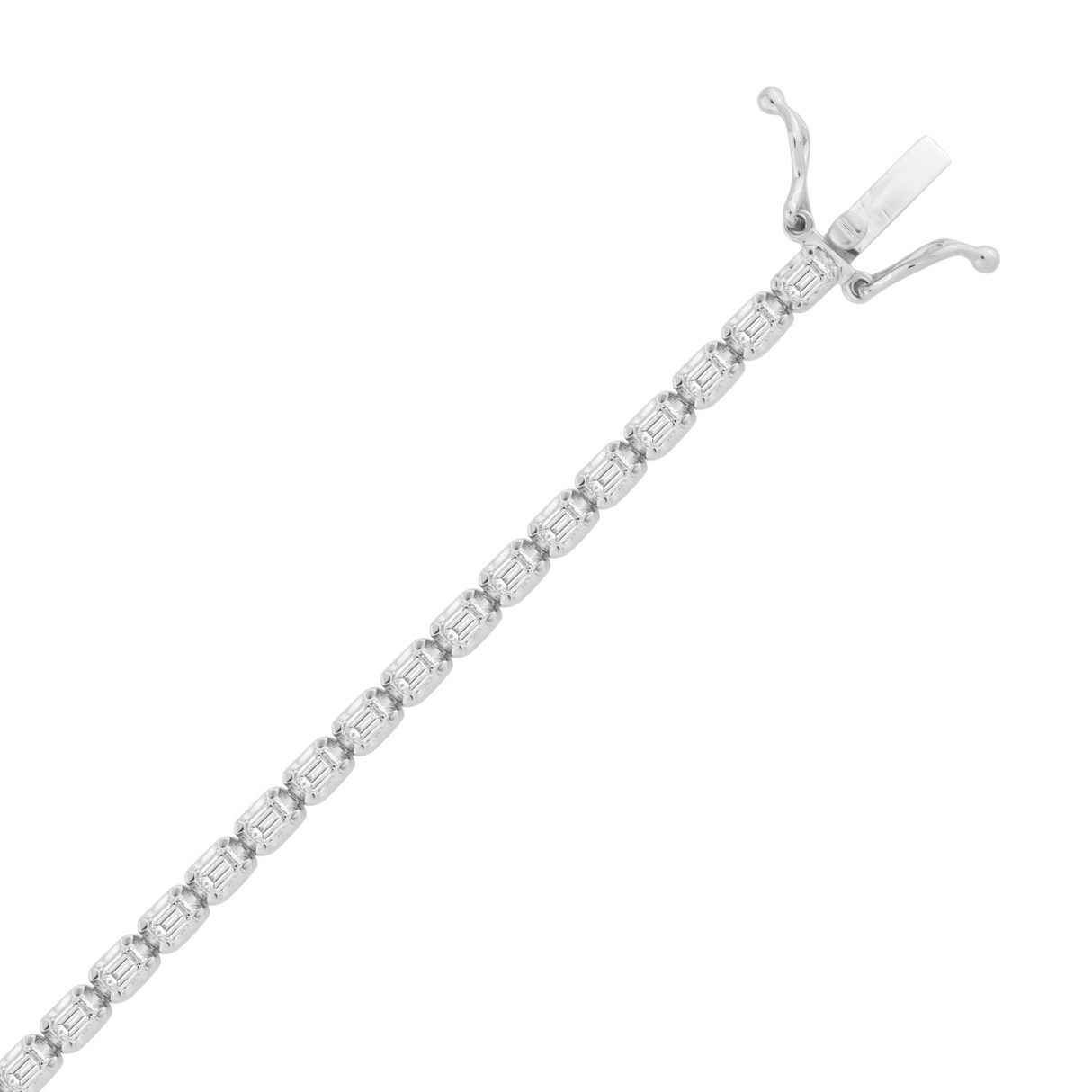 Luxury Emerald Shape Diamond Ladies Tennis Bracelet in 14K White Gold 4 1/2CT (Color F-G -Clarity VS1/VS2)