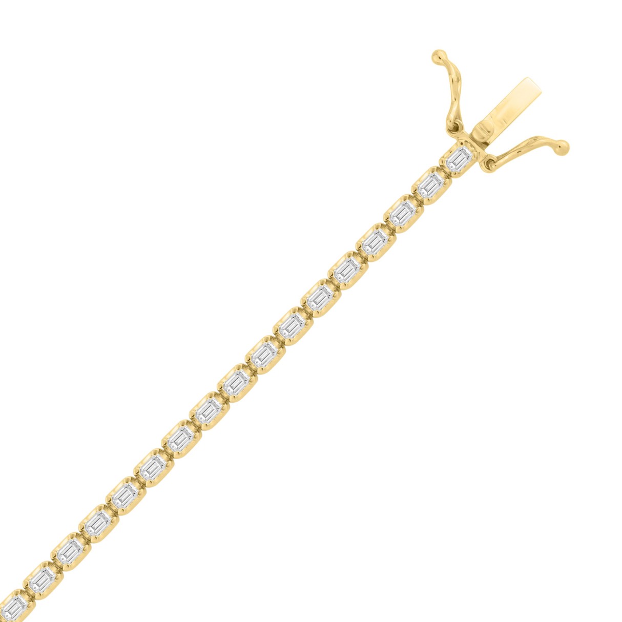 Luxury Emerald Shape Diamond Ladies Tennis Bracelet in 14K Yellow Gold 4 1/2CT (Color F-G -Clarity VS1/VS2)