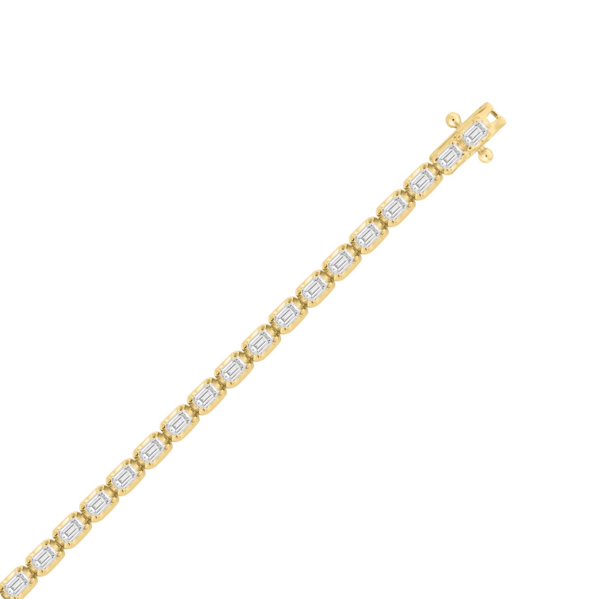 Luxury Emerald Shape Diamond Ladies Tennis Bracelet in 14K Yellow Gold 4 1/2CT (Color F-G -Clarity VS1/VS2)