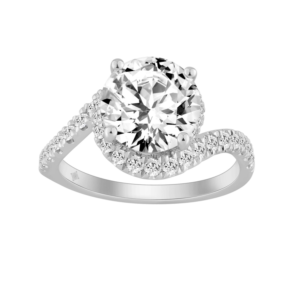 14K White Gold Round Cut Diamond Bridal Ring 3 1/2...