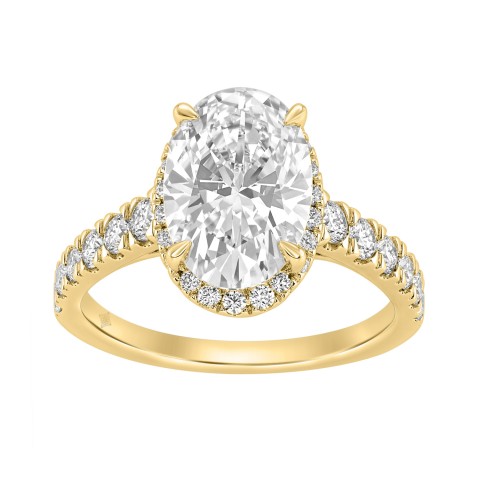 14K Yellow Gold 4 3/4Ct Oval Cut Lab-Grown Diamond Engagement Ring With Hidden Halo Round & Oval Bridal Ring Set For Women 4Ct Oval Center Stone (Color F-G -Clarity Vs1/Vs2)