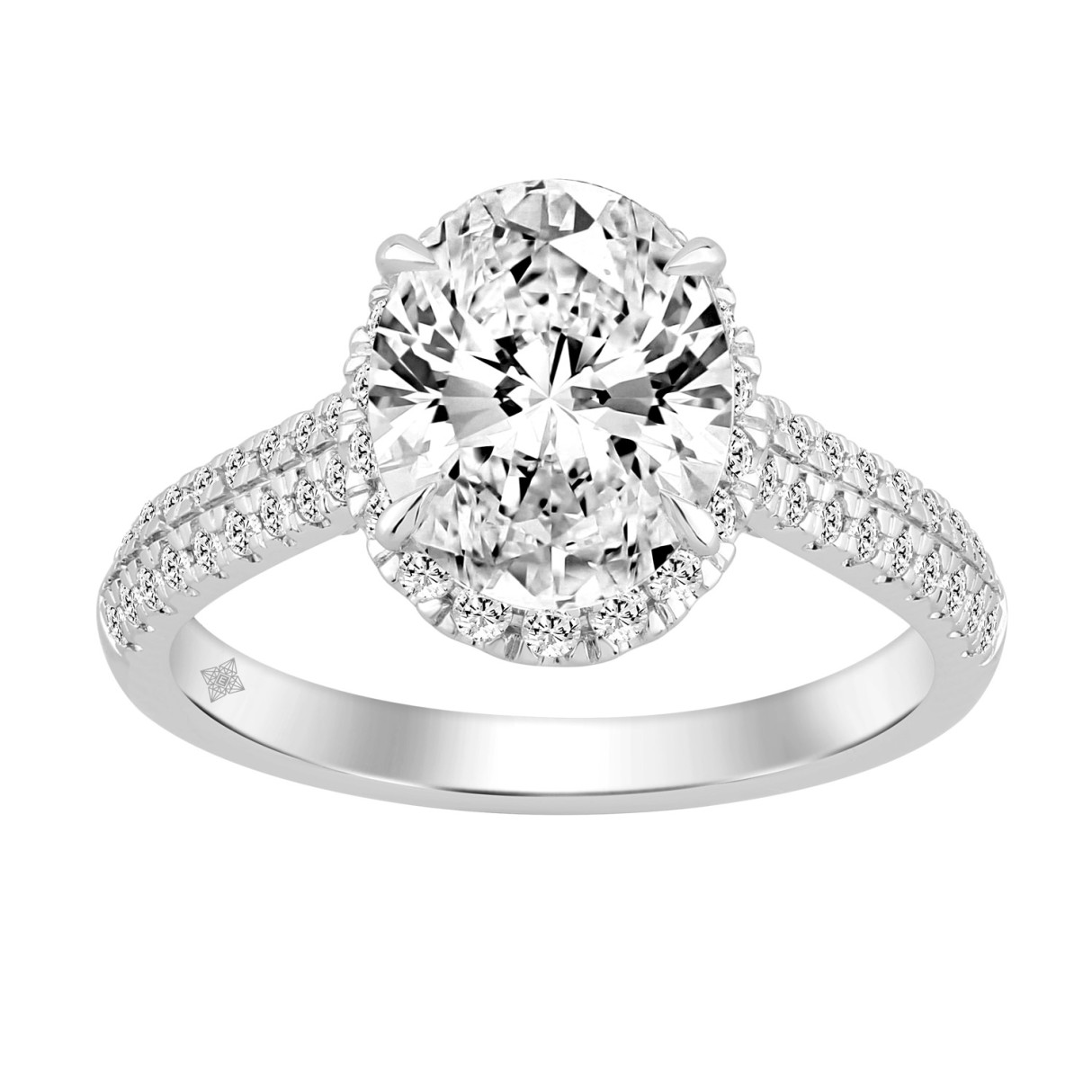 Luxury 14K White Gold 3 1/2Ct Round & Oval Lab-Gro...