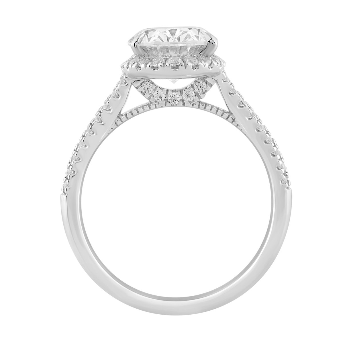 Luxury 14K White Gold 3 1/2Ct Round & Oval Lab-Grown Diamond Halo Ring Elegant Bridal Engagement Ring For Women 3Ct Oval Center Stone (Color F-G -Clarity Vs1/Vs2)