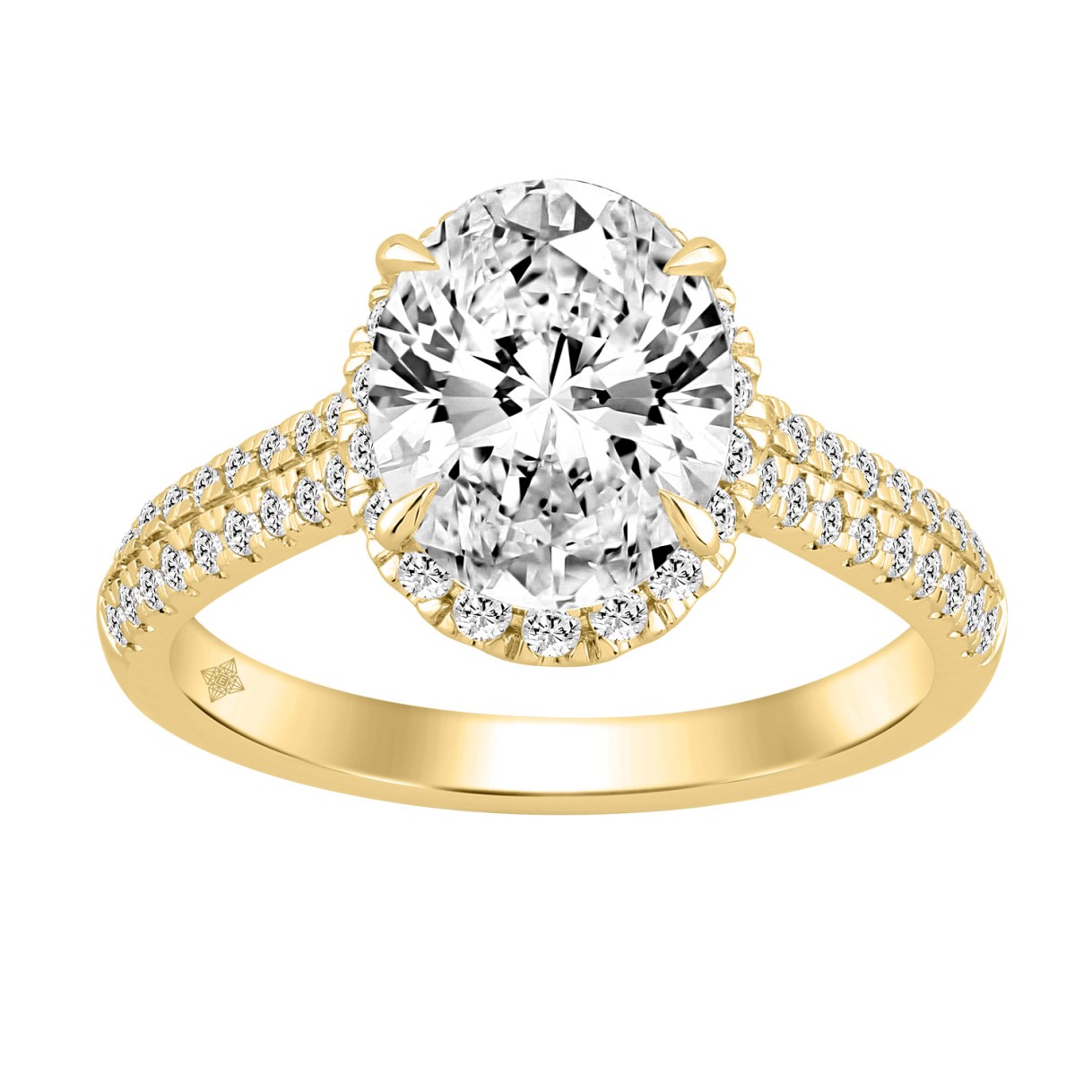 Luxury 14K Yellow Gold 3 1/2Ct Round & Oval Lab-Gr...