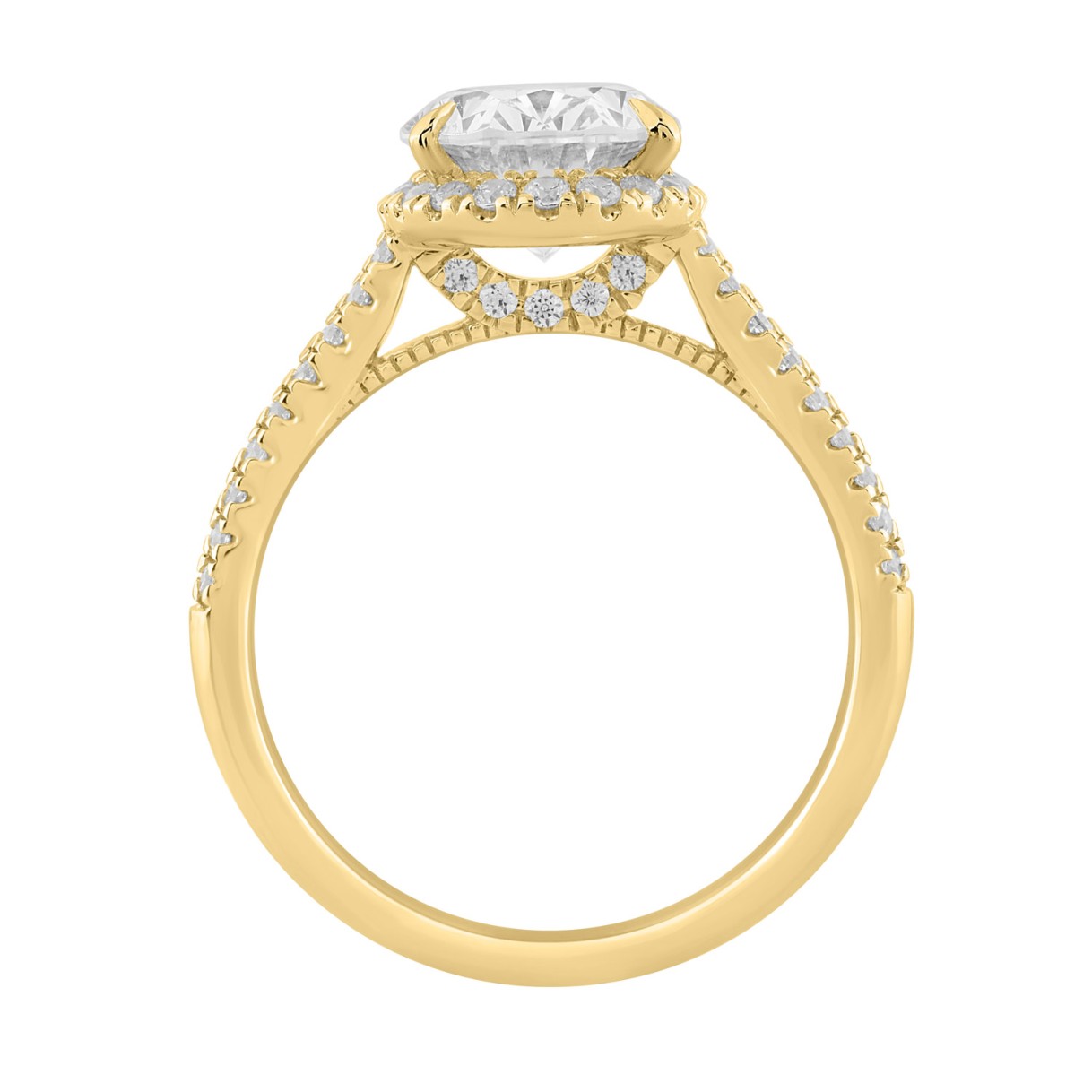 Luxury 14K Yellow Gold 3 1/2Ct Round & Oval Lab-Grown Diamond Halo Ring Elegant Bridal Engagement Ring For Women 3Ct Oval Center Stone (Color F-G -Clarity Vs1/Vs2)