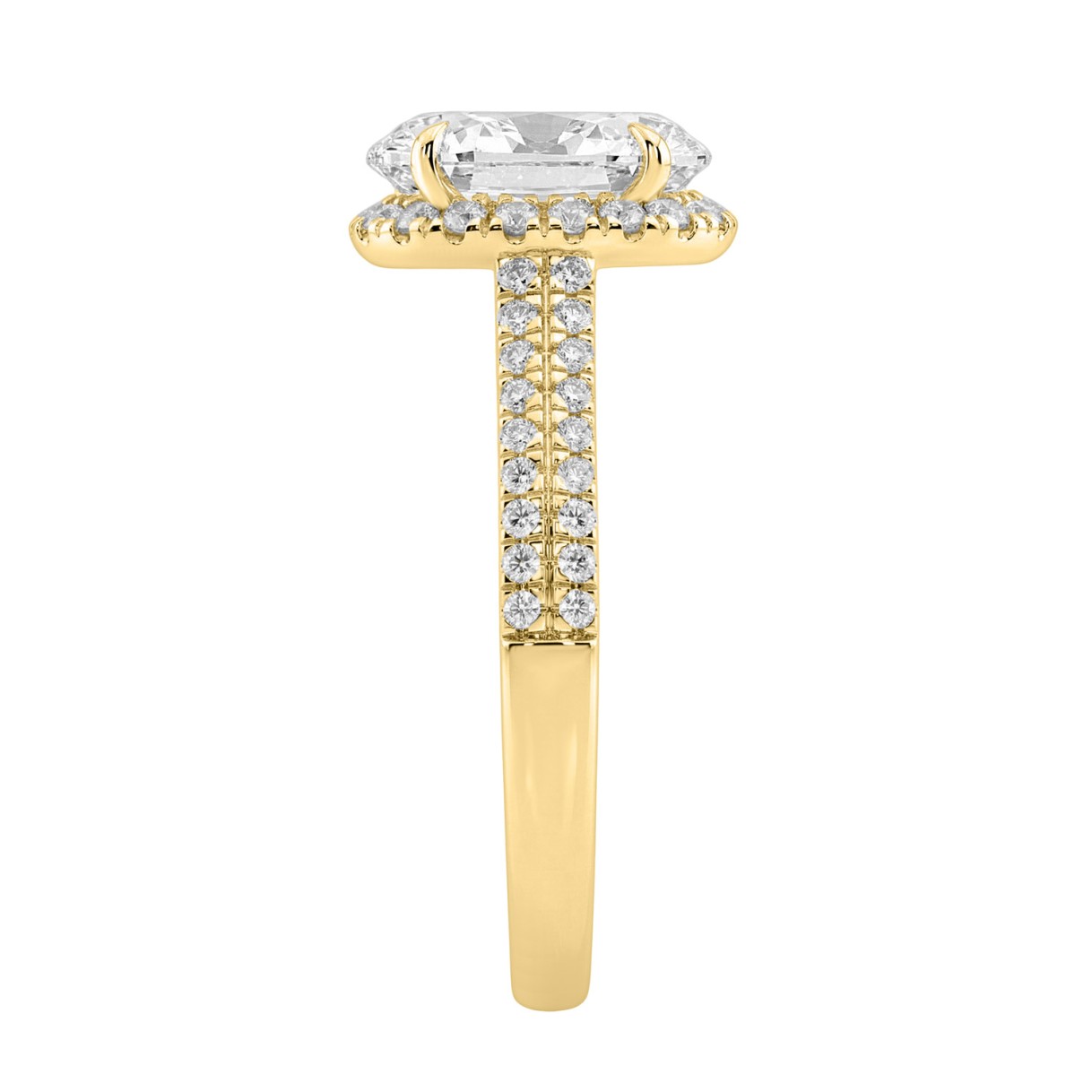 Luxury 14K Yellow Gold 3 1/2Ct Round & Oval Lab-Grown Diamond Halo Ring Elegant Bridal Engagement Ring For Women 3Ct Oval Center Stone (Color F-G -Clarity Vs1/Vs2)