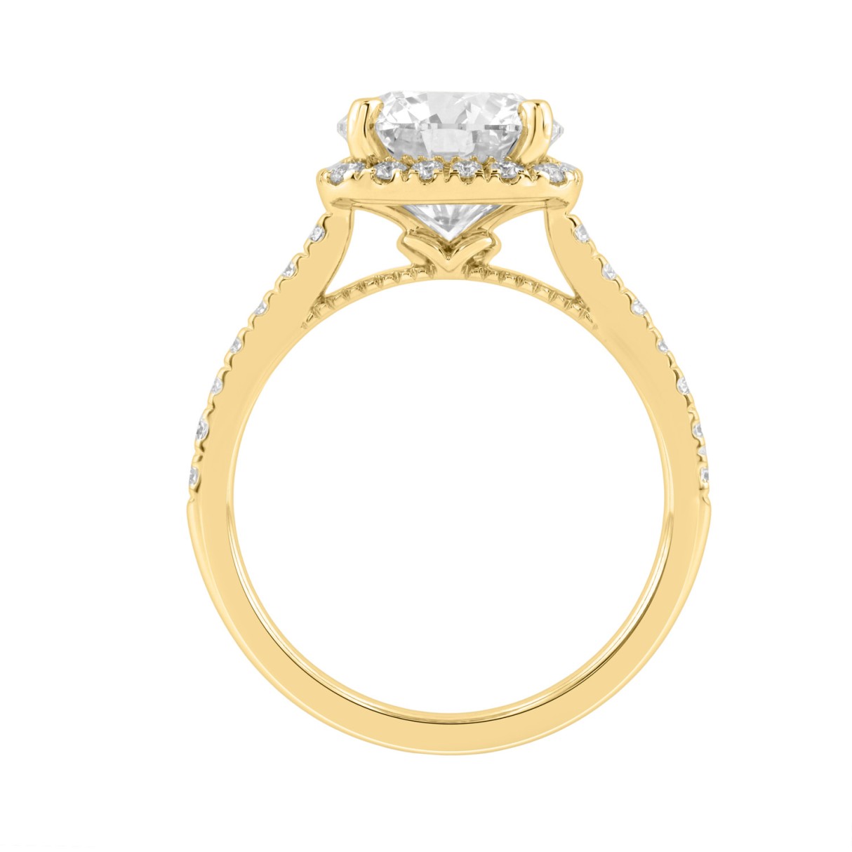 Elegance 14K Yellow Gold 3 1/2Ct Round Diamond Bridal Ring Timeless Engagement Ring For Women 3Ct Round Center Stone (Color F-G -Clarity Vs1/Vs2)