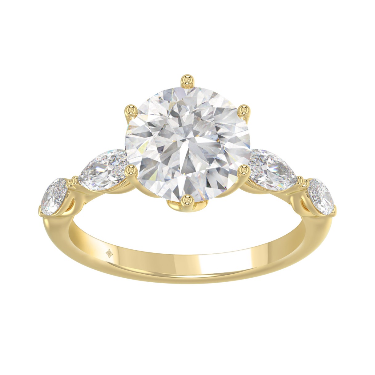 Luxury 14K Yellow Gold  Bridal Ring for Ladies 3 3...