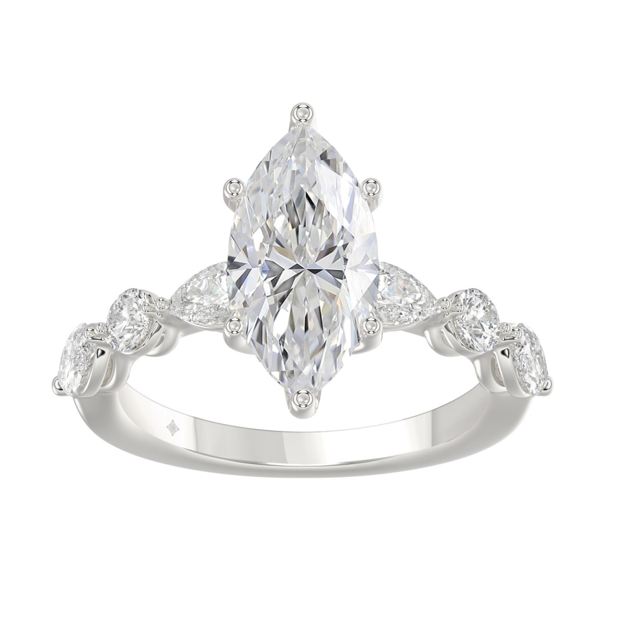 14K White Gold  Bridal Fashion Ring for Ladies 4CT...