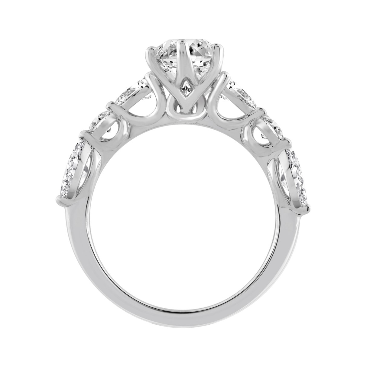 14K White Gold  Bridal Fashion Ring for Ladies 4CT Round & Marquise& Pear Cut Diamonds 3.00CT Marquise Center stone (Color F-G -Clarity VS1/VS2)