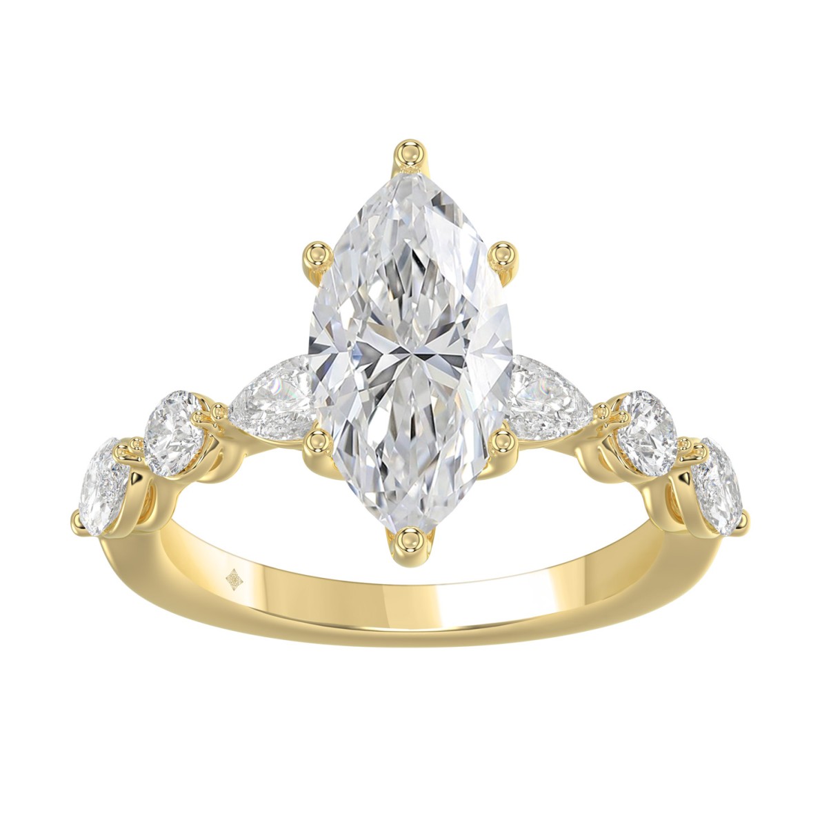 14K Yellow Gold  Bridal Fashion Ring for Ladies 4C...