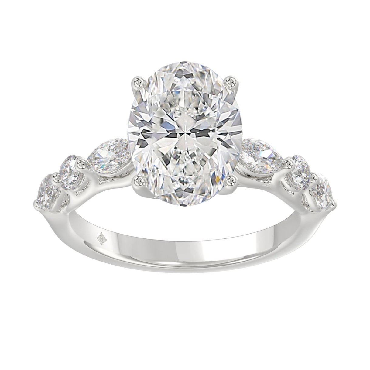 Elegant 14K White Gold  Bridal Fancy Ring for Ladi...