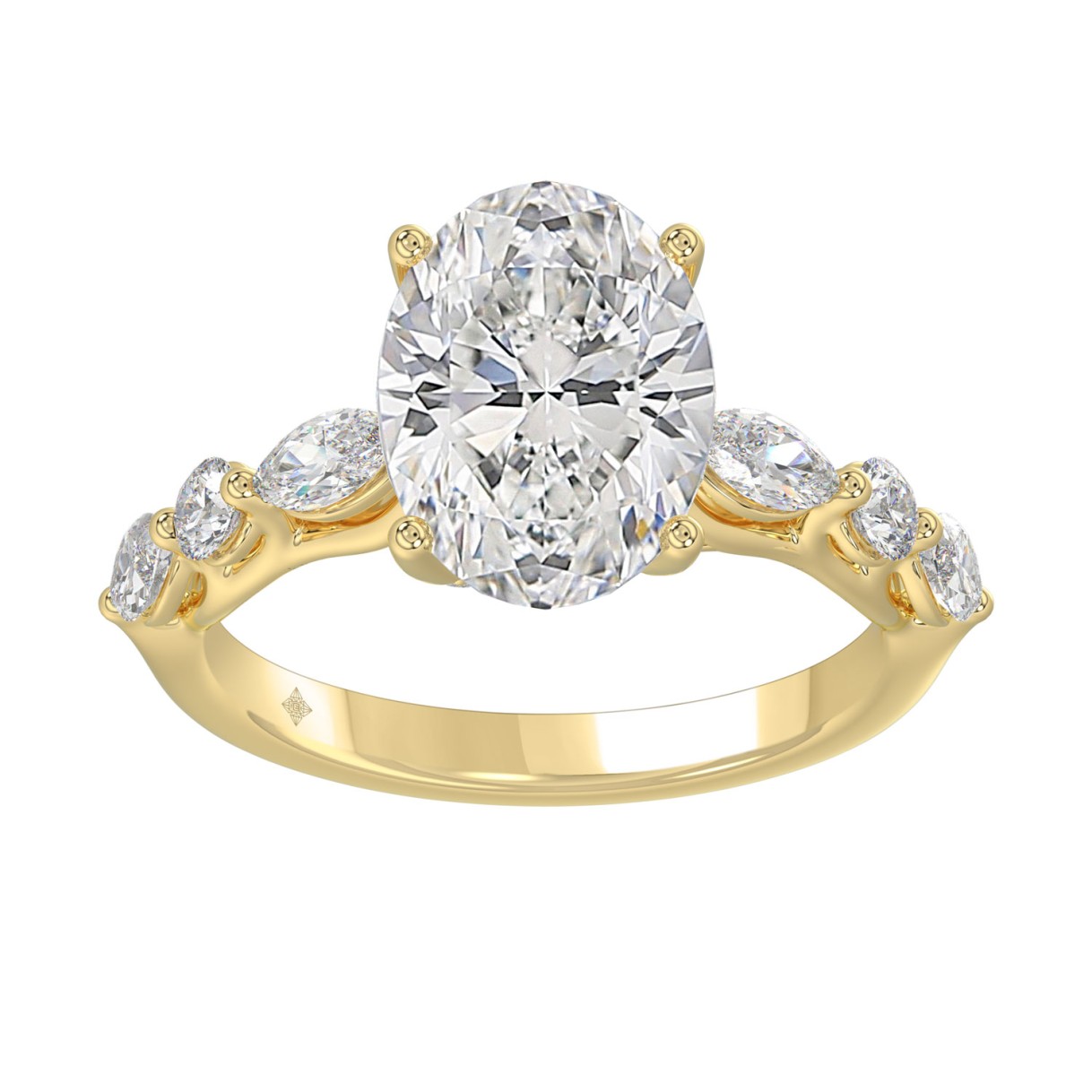 Elegant 14K Yellow Gold  Bridal Fancy Ring for Lad...