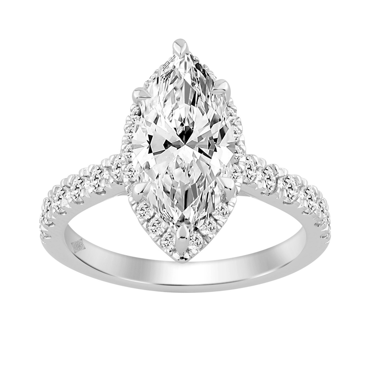 Luxury 14K White Gold 3 3/4Ct Round & Marquise Dia...