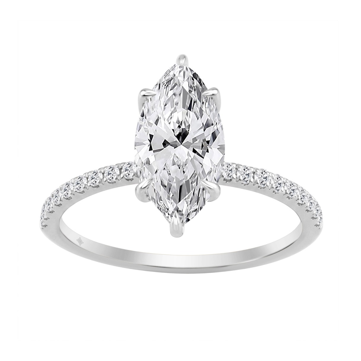14K WHITE GOLD 1 3/4CT MARQUISE/ROUND DIAMOND LADI...