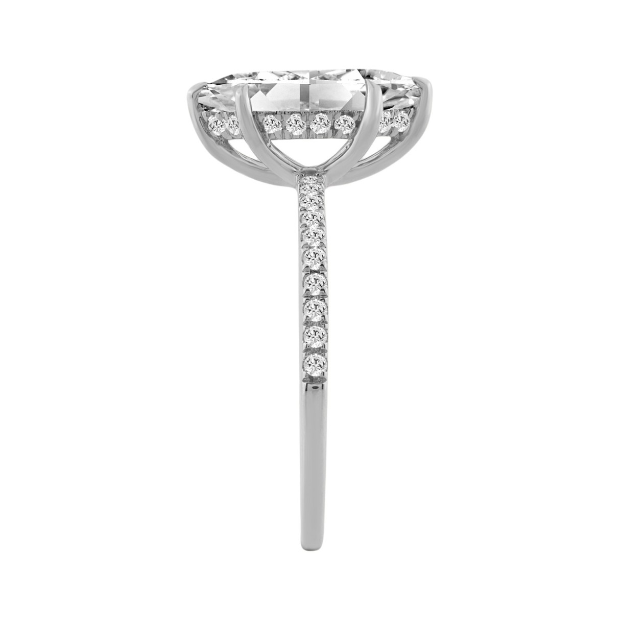 14K WHITE GOLD 1 3/4CT MARQUISE/ROUND DIAMOND LADIES RING (CENTER STONE MARQUISE DIAMOND 1 1/2CT)