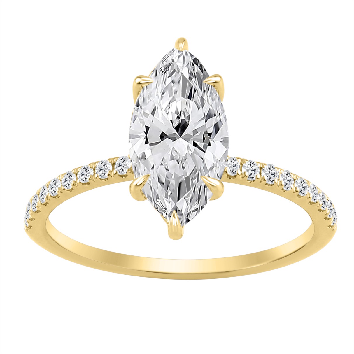 14K YELLOW GOLD 1 3/4CT MARQUISE/ROUND DIAMOND LAD...