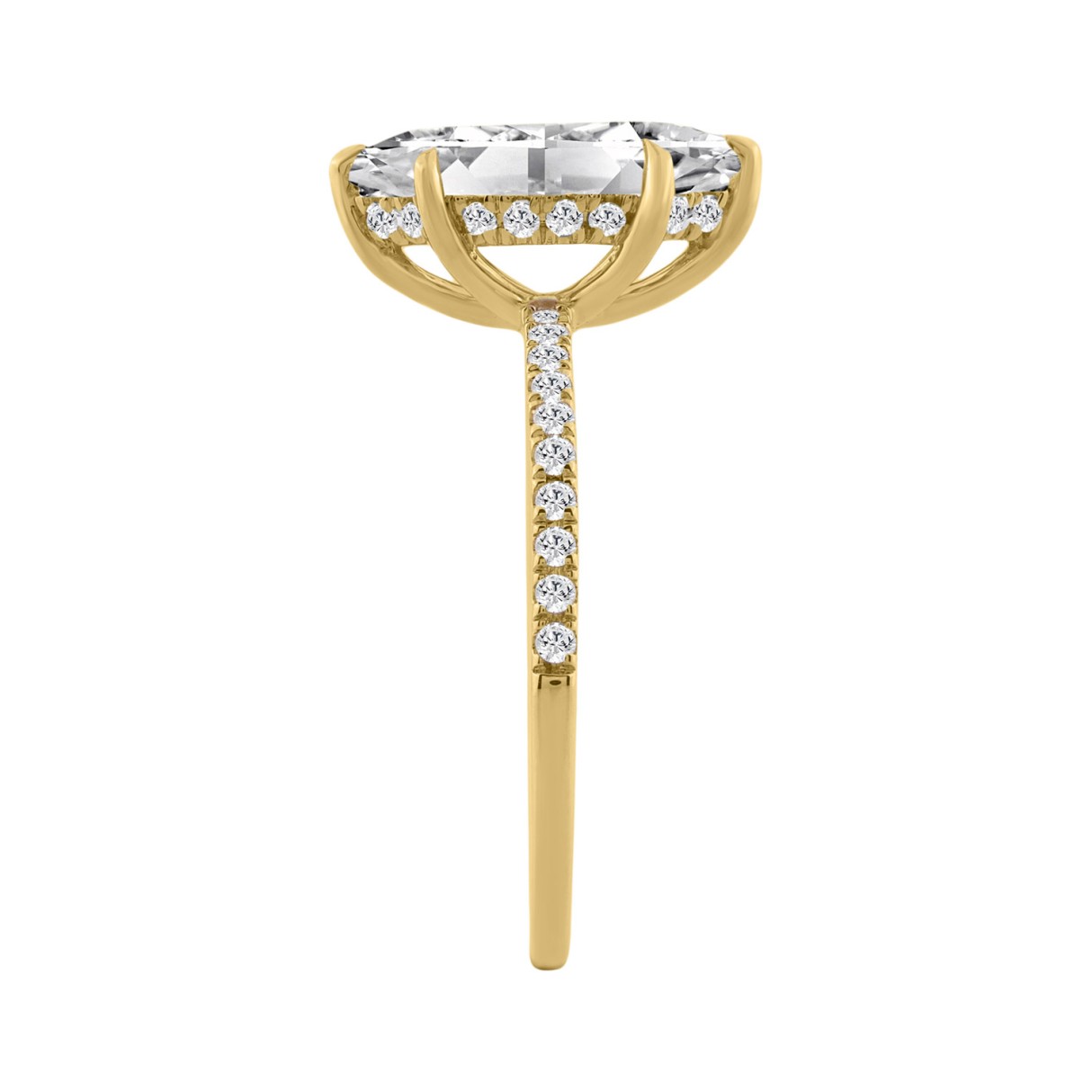 14K YELLOW GOLD 1 3/4CT MARQUISE/ROUND DIAMOND LADIES RING (CENTER STONE MARQUISE DIAMOND 1 1/2CT)