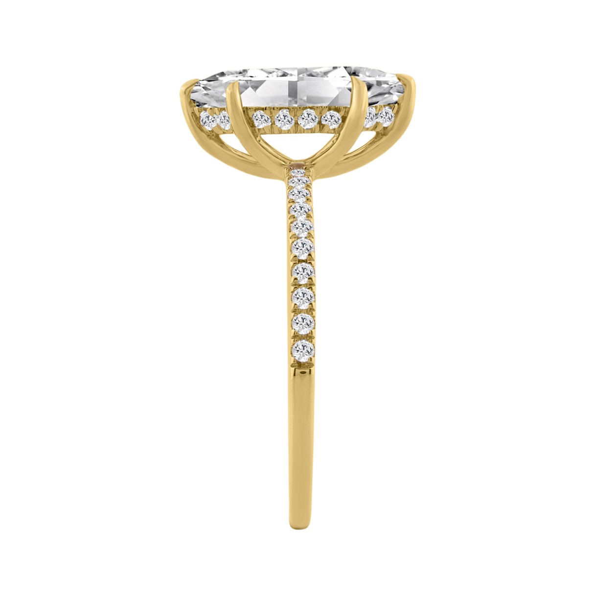 14K YELLOW GOLD 1 3/4CT MARQUISE/ROUND DIAMOND LADIES RING (CENTER STONE MARQUISE DIAMOND 1 1/2CT)