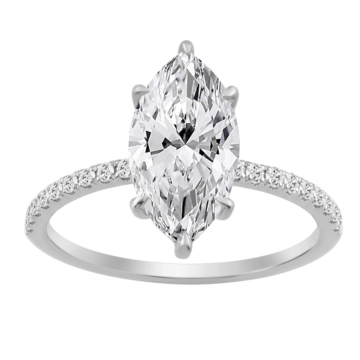 14K WHITE GOLD 2 1/4CT MARQUISE/ROUND DIAMOND LADI...