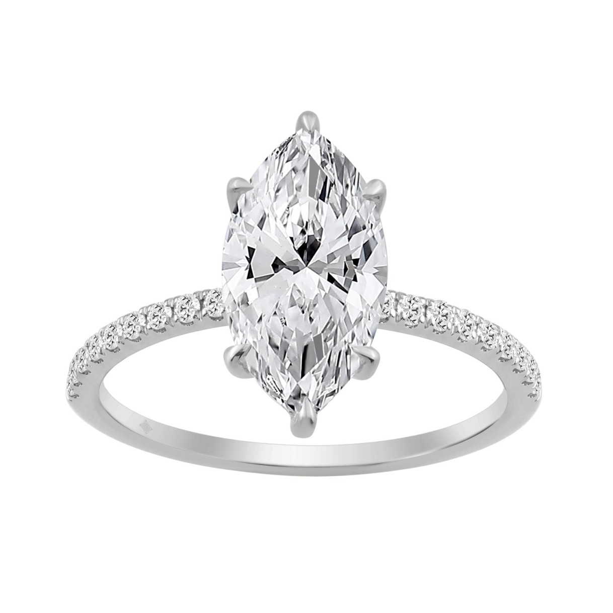 14K WHITE GOLD 2 1/4CT MARQUISE/ROUND DIAMOND LADI...