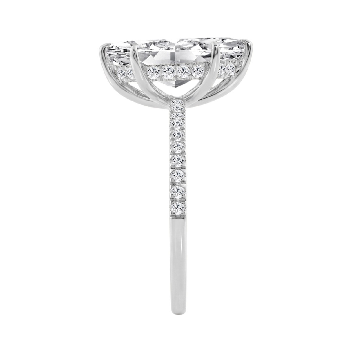 14K WHITE GOLD 2 1/4CT MARQUISE/ROUND DIAMOND LADIES RING (CENTER STONE MARQUISE DIAMOND 2CT)