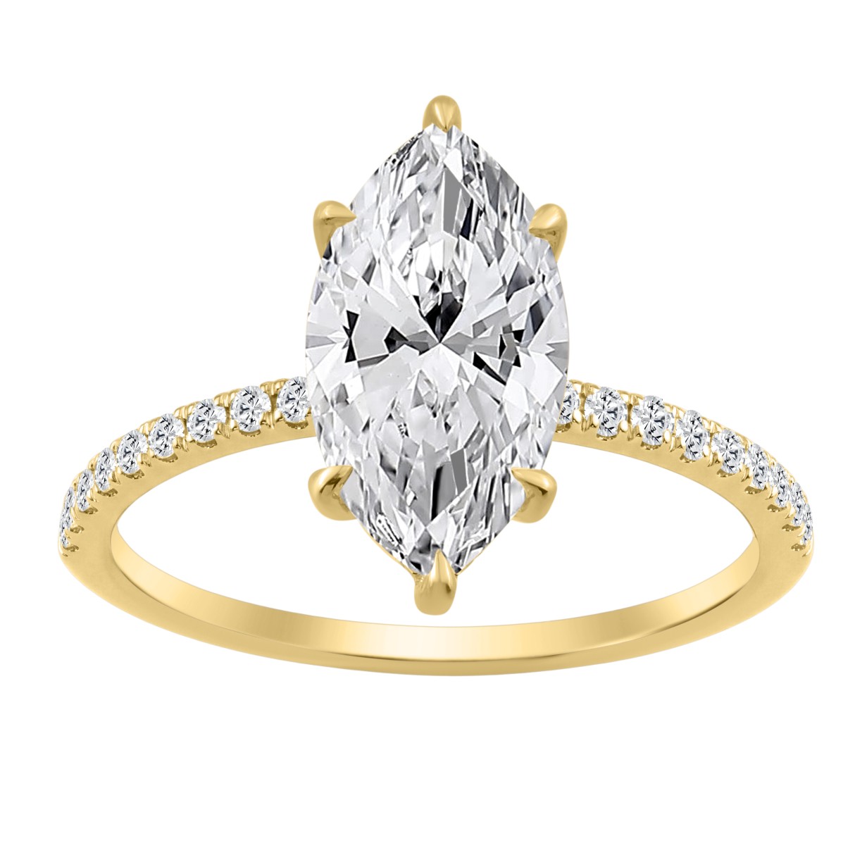 14K YELLOW GOLD 2 1/4CT MARQUISE/ROUND DIAMOND LAD...