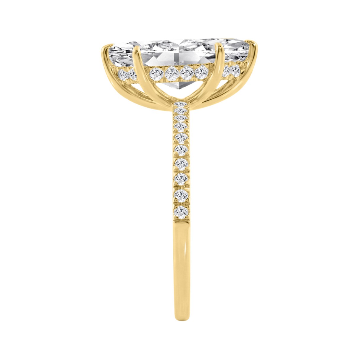 14K YELLOW GOLD 2 1/4CT MARQUISE/ROUND DIAMOND LADIES RING (CENTER STONE MARQUISE DIAMOND 2CT)