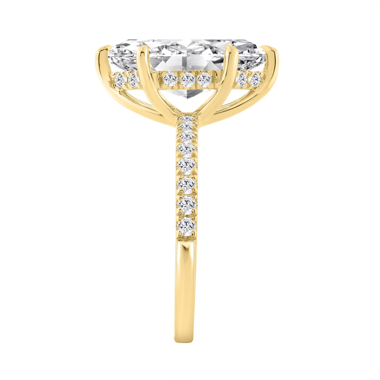 14K YELLOW GOLD 3 1/2CT MARQUISE/ROUND DIAMOND LADIES RING (CENTER STONE MARQUISE DIAMOND 3CT)