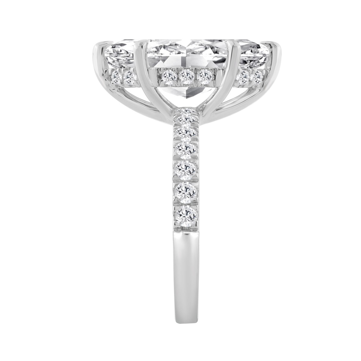 14K WHITE GOLD 4 3/4CT MARQUISE/ROUND DIAMOND LADIES RING (CENTER STONE MARQUISE DIAMOND 4CT)