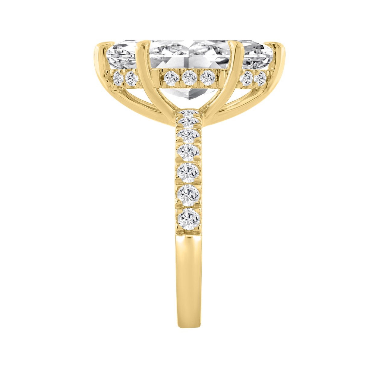 14K YELLOW GOLD 4 3/4CT MARQUISE/ROUND DIAMOND LADIES RING (CENTER STONE MARQUISE DIAMOND 4CT)