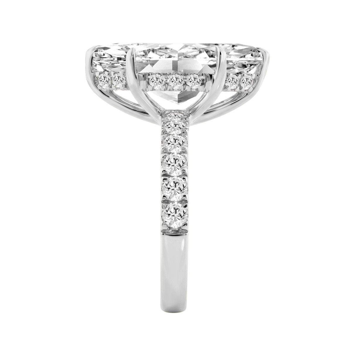 14K WHITE GOLD 6.00CT MARQUISE/ROUND DIAMOND LADIES RING (CENTER STONE MARQUISE DIAMOND 5CT)