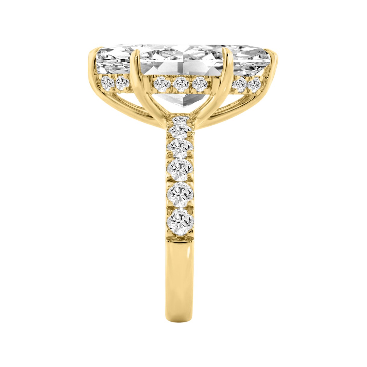14K YELLOW GOLD 6.00CT MARQUISE/ROUND DIAMOND LADIES RING (CENTER STONE MARQUISE DIAMOND 5CT)