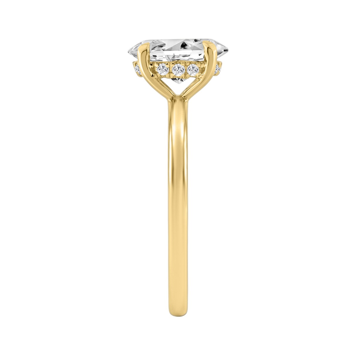 14K YELLOW GOLD 1 5/8CT OVAL/ROUND DIAMOND LADIES RING (CENTER STONE OVAL DIAMOND 1 1/2CT)