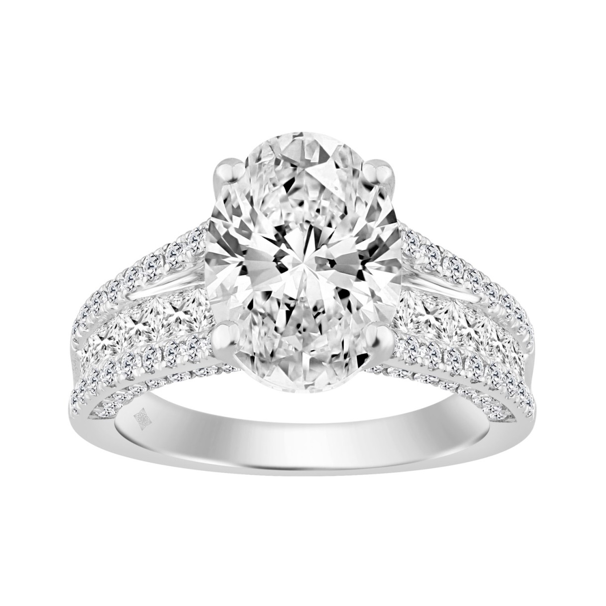14K WHITE GOLD 5 1/2CT ROUND/PRINCESS/OVAL DIAMOND...