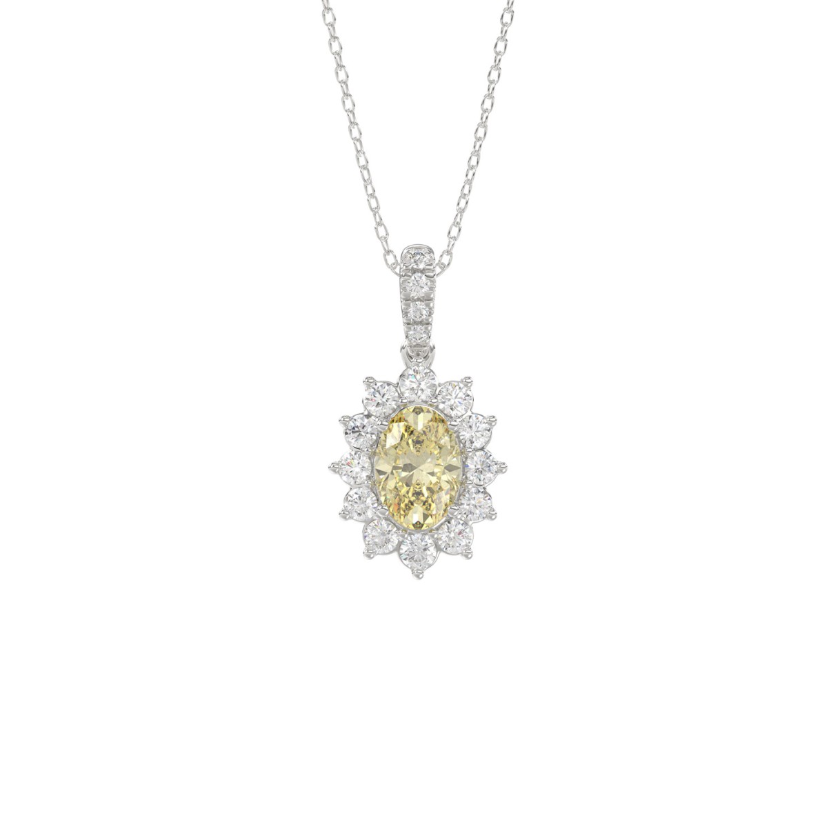 14K WHITE GOLD 1 1/2CT ROUND/YELLOW OVAL DIAMOND L...