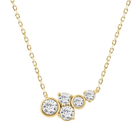 Elegant 1/2CT Round Diamond for Women Yellow Gold 10K Pendant with Chain (Color F-G Clarity VS1/VS2)