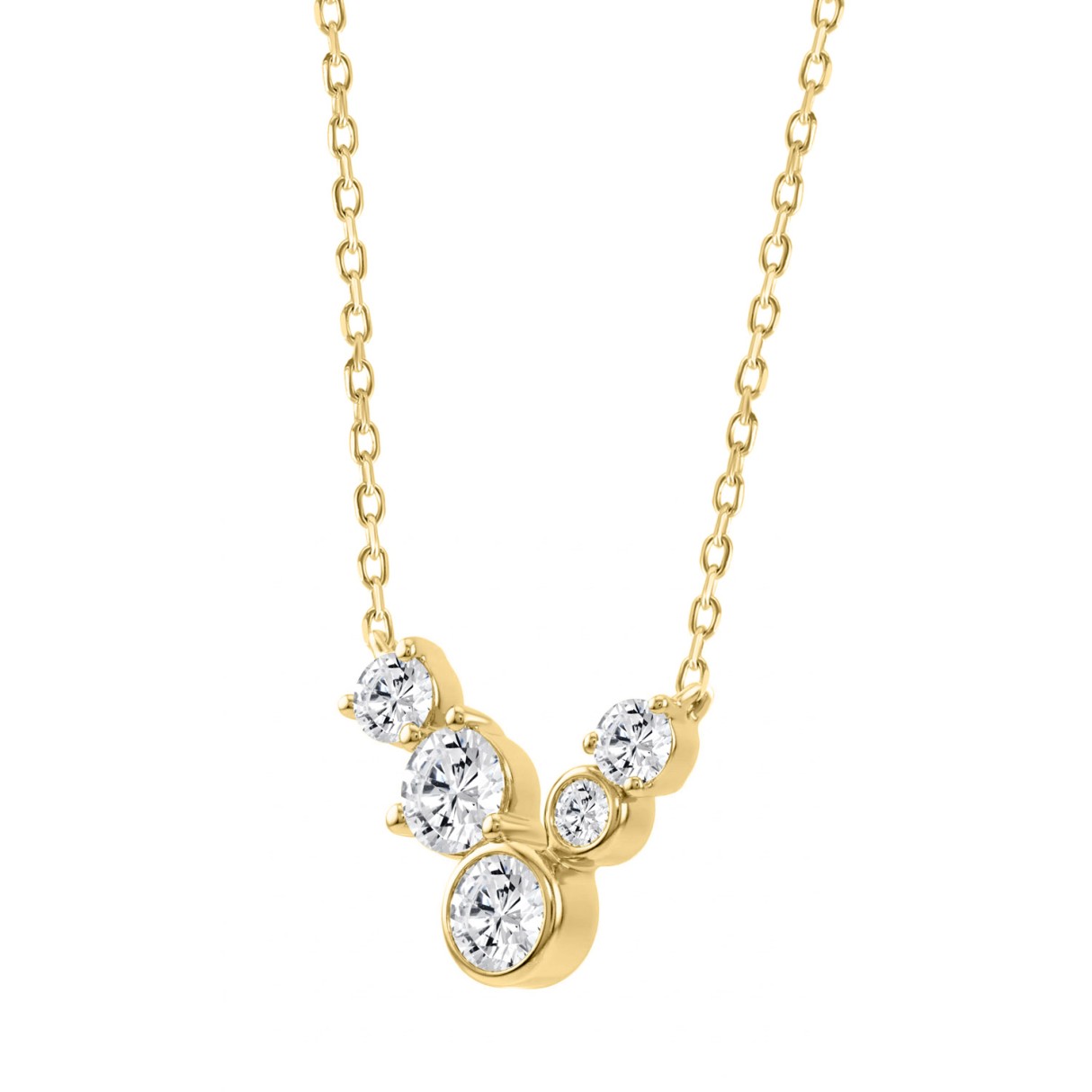 Elegant 1/2Ct Round Diamond For Women Yellow Gold 14K Fashion Necklace (Color F-G Clarity Vs1/Vs2)